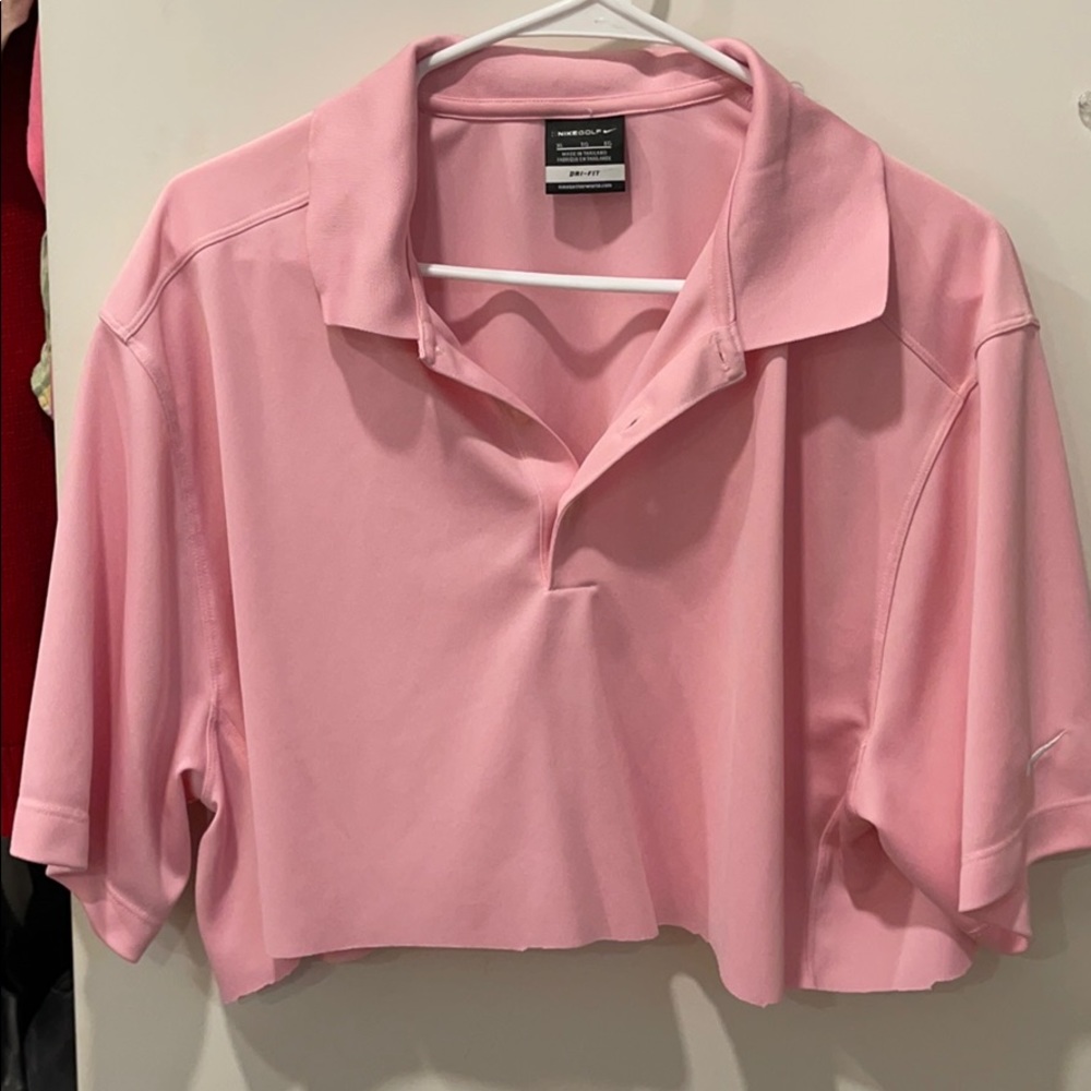 Pink crop polo